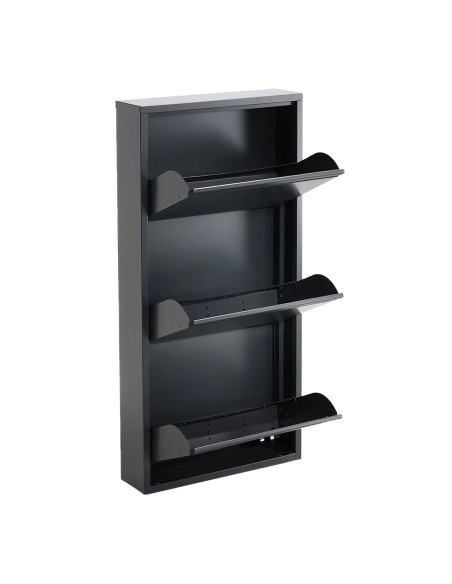 Zapatero metálico 3 puertas – Negro