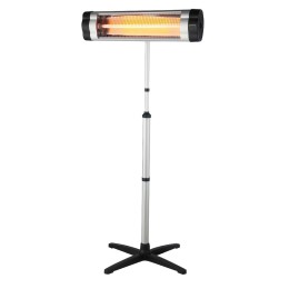 Estufa exterior Bayir 2000W con tubo de carbono, gris y negro, resistente al agua IP34, ideal para terrazas y patios