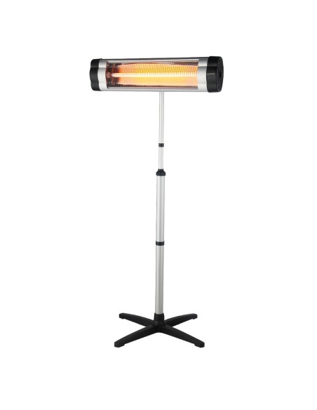 Estufa exterior Bayir 2000W con tubo de carbono, gris y negro, resistente al agua IP34, ideal para terrazas y patios