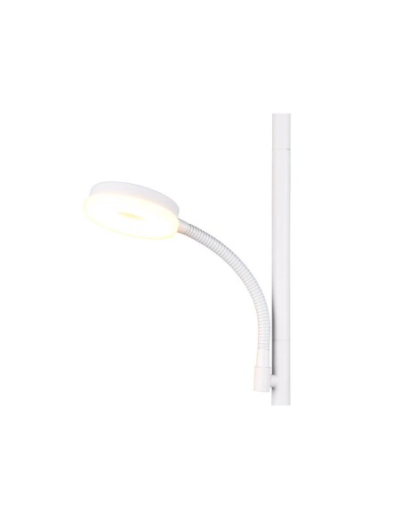 Lámpara de pie LED SPECTER blanca con brazo lector flexible