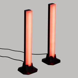 Kit de 2 barras LED multicolor Paol en color negro, iluminación RGB ajustable con mando, ideal para setup gamer y uso interior