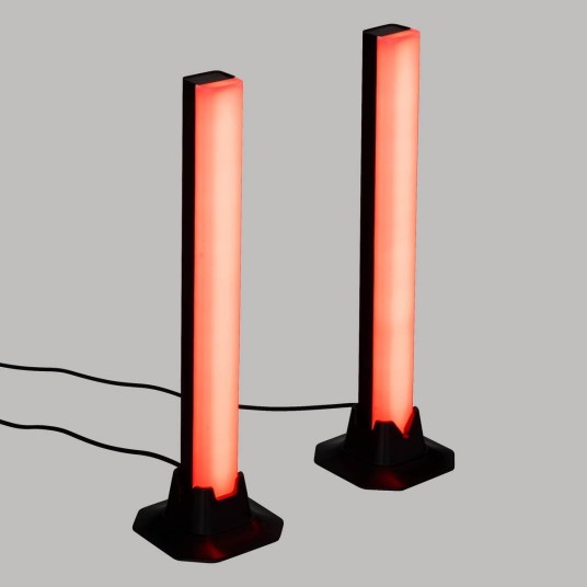Kit de 2 barras LED multicolor Paol en color negro, iluminación RGB ajustable con mando, ideal para setup gamer y uso interior