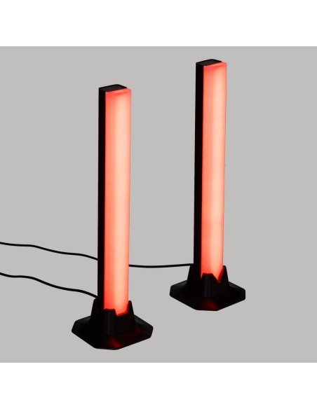 Kit de 2 barras LED multicolor Paol en color negro, iluminación RGB ajustable con mando, ideal para setup gamer y uso interior