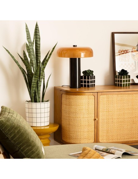 Lámpara de mesa Jody con pantalla de vidrio y base metálica