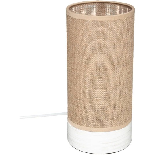 Lámpara de mesa Elva Atmosphera | Base de madera y pantalla de lino E27 interior natural