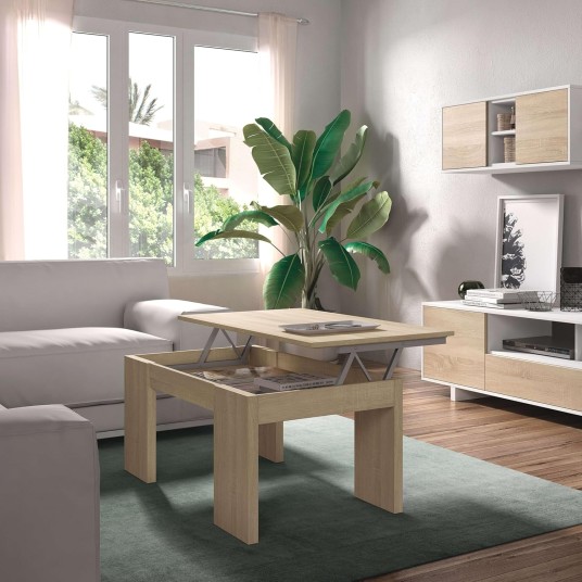 Mesa de centro elevable Flow Roble...