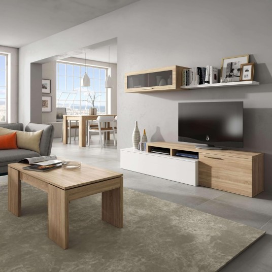 Mesa de centro elevable Flow Roble...