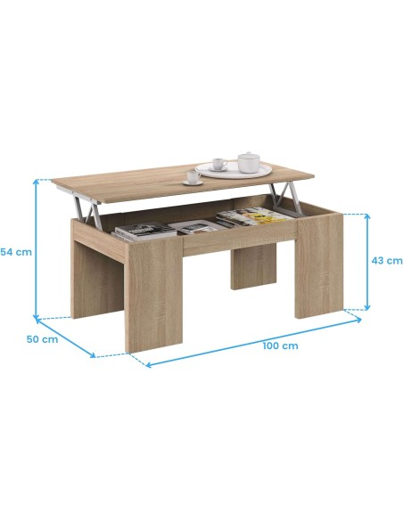 Mesa de centro elevable Flow Roble Canadian