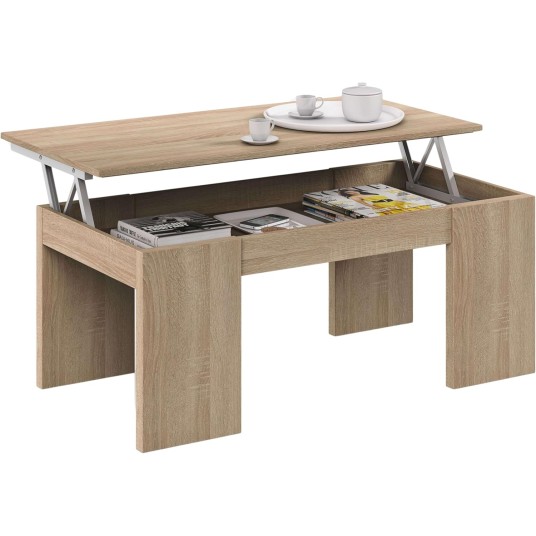 Mesa de centro moderna con tapa elevable y almacenamiento