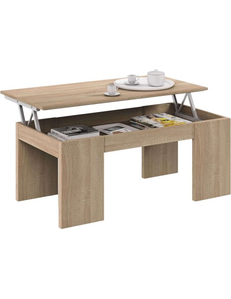 Mesa de centro moderna con tapa elevable y almacenamiento