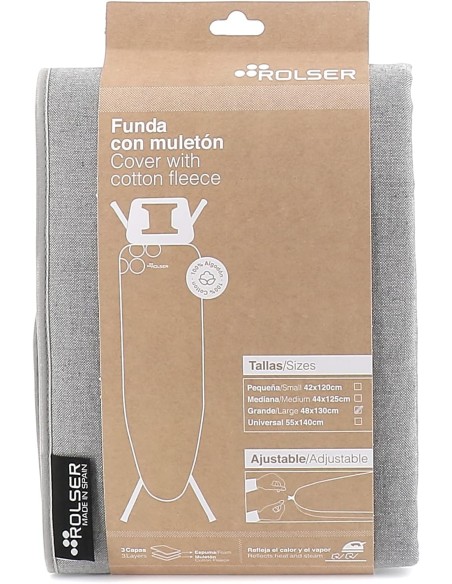 Funda Rolser con muletón talla L Natural-plomo