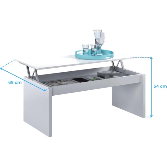 Mesa de Centro Elevable Blanca