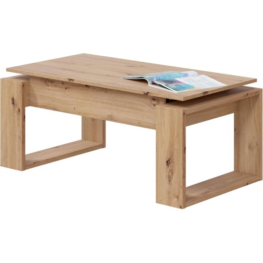 Mesa de centro Urban Fores roble nordik con tapa levantada