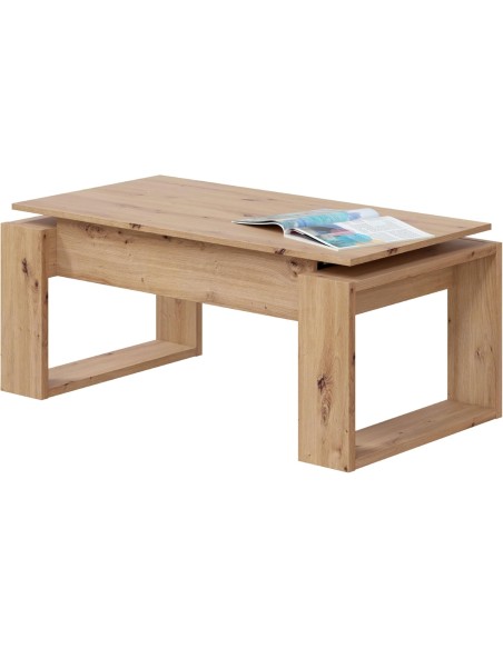 Mesa de centro Urban Fores roble nordik con tapa levantada