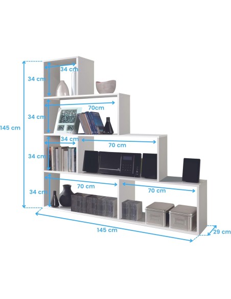 Estantería modular Mulk blanca brillo