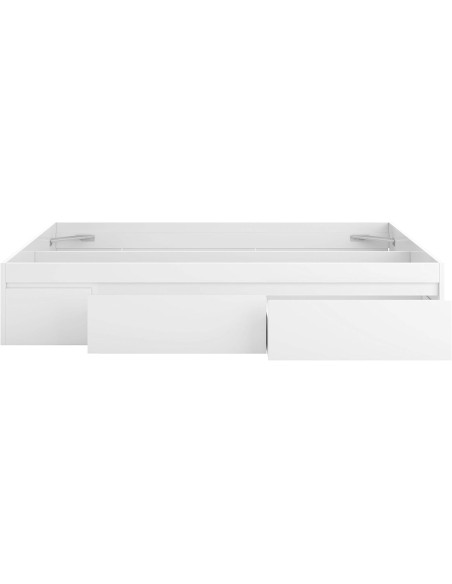 Cama 150x190 cm con 4 cajones – Melamina Blanco Artik