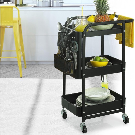 Carrito de cocina metálico con ruedas...
