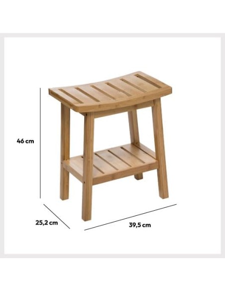 Banqueta de bambú con peldaño inferior – Altura 46 cm