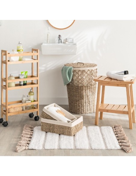 Banqueta de bambú con peldaño inferior – Altura 46 cm