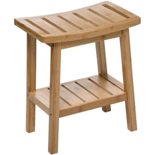 Banqueta de bambú con peldaño inferior y altura 46 cm