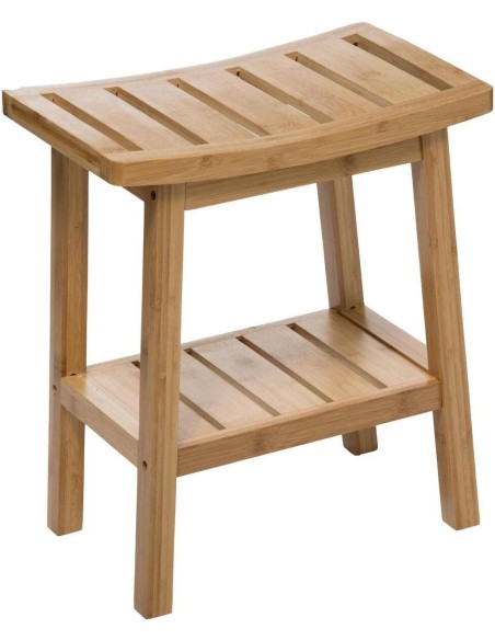 Banqueta de bambú con peldaño inferior y altura 46 cm