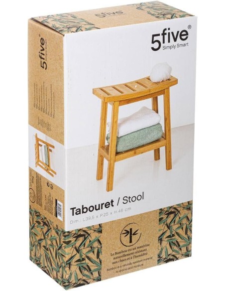 Banqueta de bambú con peldaño inferior – Altura 46 cm