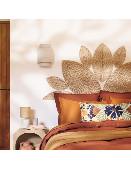 Cabecero de cama Meera efecto cuerda 3D beige en papel y hierro