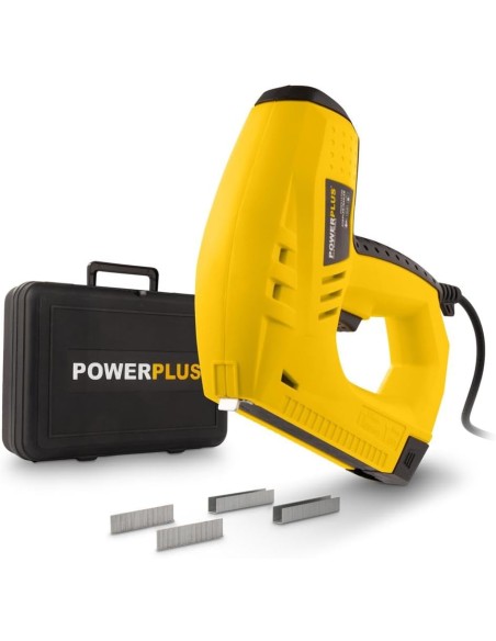 Grapadora clavadora eléctrica Powerplus POWX1370 para grapas y clavos con estuche