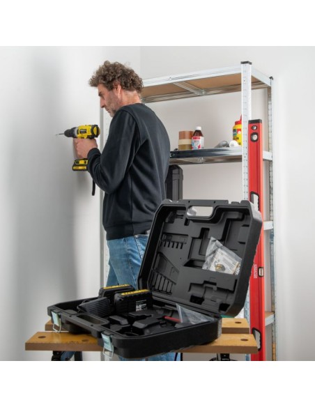 Taladro percutor inalámbrico 20V Powerplus con 2 baterías