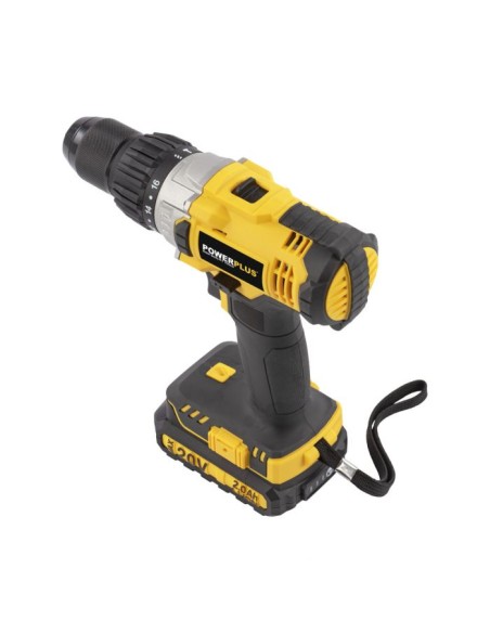 Taladro percutor inalámbrico 20V Powerplus con 2 baterías