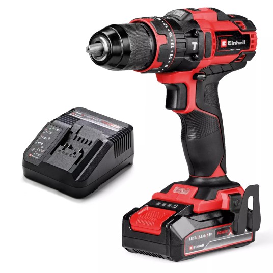 Taladro percutor a batería Einhell TE-CD 18/44 Li-i con LED integrado y batería 2 Ah
