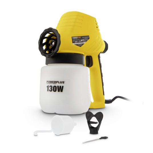 Pistola de pintura eléctrica POWX351 130W con depósito de 0,8 litros