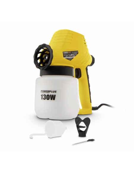 Pistola de pintura eléctrica POWX351 130W con depósito de 0,8 litros