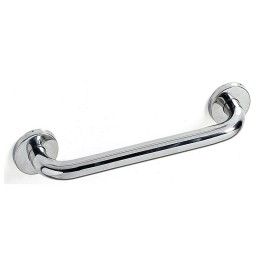 Asa de baño recta de acero cromado con acabado brillante instalada en pared