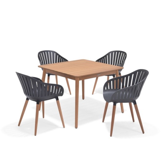 Set comedor jardín NASSAU negro 4 plazas