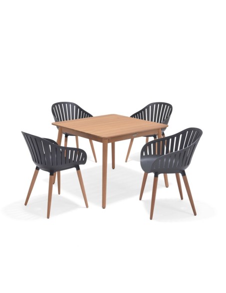 Set comedor jardín NASSAU negro 4 plazas