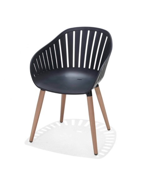 Set comedor NASSAU negro con mesa cuadrada