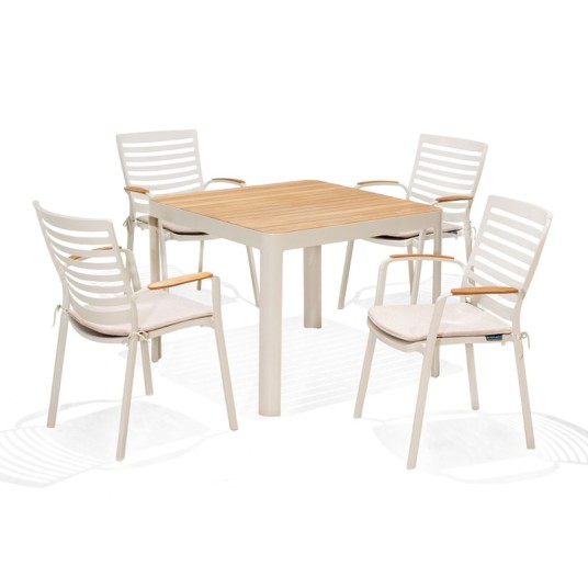 Set comedor jardín PORTALS blanco 4 plazas