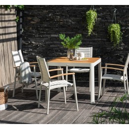 Set comedor jardín PORTALS blanco 4 plazas