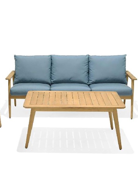 Conjunto de jardín EVE de teca FSC con sofá 3 p. y mesa