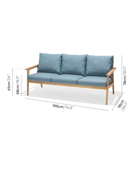 Conjunto de jardín EVE de teca FSC con sofá 3 p. y mesa