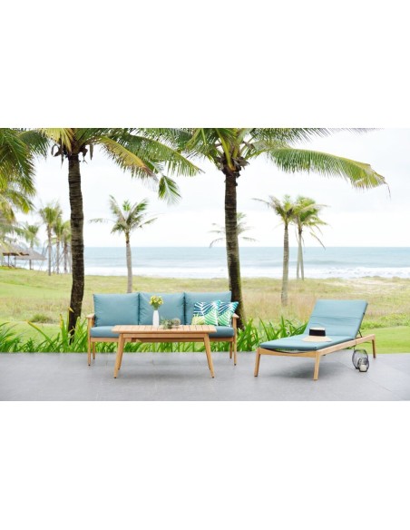Conjunto de jardín EVE de teca FSC con sofá 3 p. y mesa