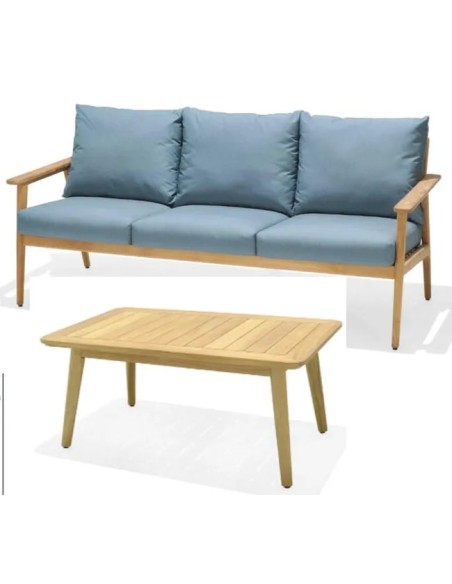 Conjunto de jardín EVE de teca FSC con sofá 3 p. y mesa