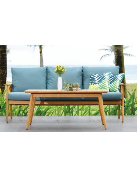 Conjunto de jardín EVE de teca FSC con sofá 3 p. y mesa