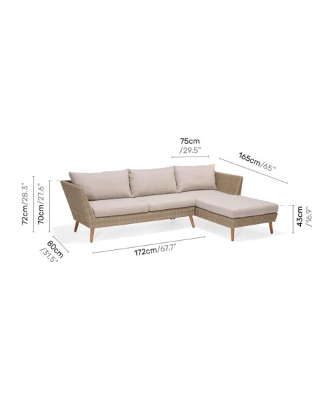 Sofá Chaiselongue de Jardín Martinique con Mesa