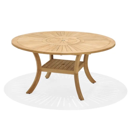 Mesa de jardín redonda Martinique 150 cm en teca maciza