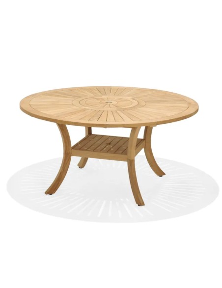 Mesa de jardín redonda Martinique 150 cm en teca maciza