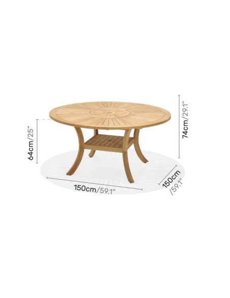 Mesa de Jardín Redonda MARTINIQUE Ø150 cm