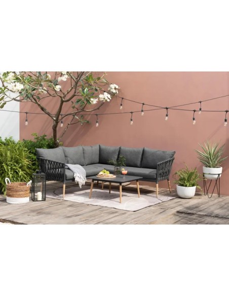 Conjunto de jardín esquinero Ipanema gris antracita