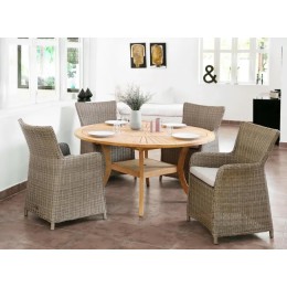 Conjunto de jardín BERMUDA mesa redonda de teca 150 cm